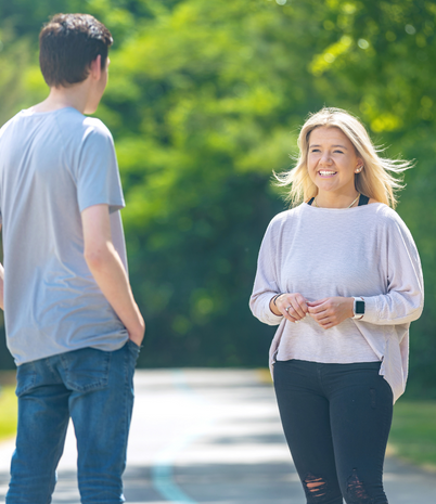 Two teenagers talking